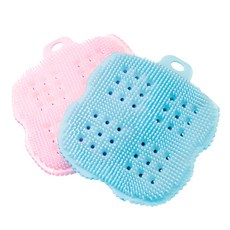BBTTO 矽膠沐浴刷, 天藍色+粉色, 2個