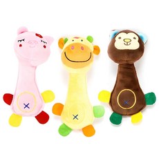 DING DONG PET 寵物叢林玩偶3件組, 豬, 乳牛, 猴子, 1套