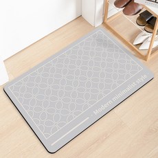 吸水防滑奈米絨軟式仿珪藻土地墊 60x40cm 極簡主義 台灣設計印刷, 1入