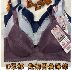 『A&J』#8833 無鋼圈無海綿內衣 D罩杯 超薄透氣 零束縛感, 淺灰色, 1個