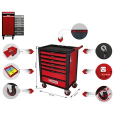 德國KSTools 車間專業工具車/工具手推車 送215件專業工具組, 黑紅色, 1個