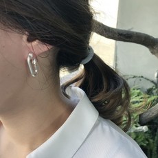銅製橢圓霧面耳夾 JKT010, 1個, 1個裝