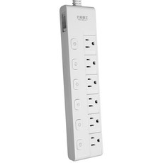 太星電工 蓋安全七開六插滑蓋電腦線/3P 電源延長線 獨立開關 防塵滑蓋, 270cm, 1條, 白色