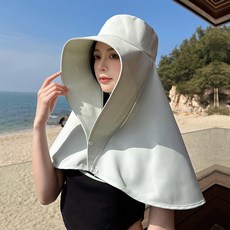 2024新款女夏季戶外騎行遮臉防曬漁夫帽披肩護頸一體遮陽帽子