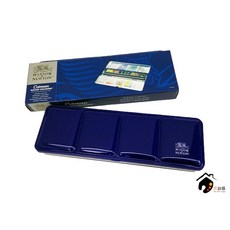 Winsor&Newton 牛頓學生級塊狀水彩,攜帶式藍鐵盒12色組合,學生繪畫首選, 詳見包裝, 12