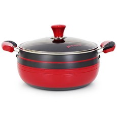 Kitchen-Art 硬質雙柄湯鍋, 24cm, 紅色 黑色