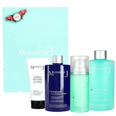 MONSIEUR J 男士四件套, 精華 200ml + 啫喱霜 200ml + 乳液 200ml + 潔面乳 150ml, 1套