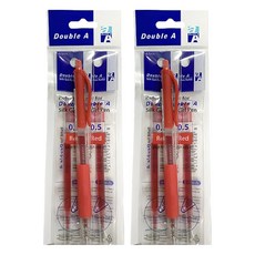 Double A 中性筆組 中性筆0.5mm + 筆芯 2支, 紅色, 2組
