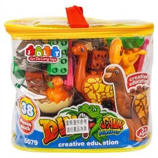 Jun Da Long Toys 駿達隆 幼兒版 恐龍場景建構大積木 CE環保塑料 5079 38片, 1套, 顏色隨機