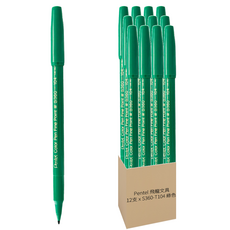 Pentel 飛龍文具 彩色筆 S360-T104 綠色 12支, 1個, 1組