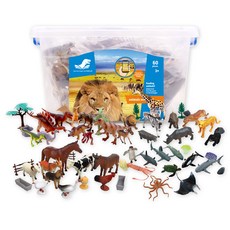 animal planet 動物星球 Mega桶裝恐龍動物海洋農場公仔 60入, 1個