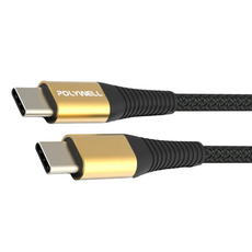 POLYWELL 寶利威爾 Type-C 5A高速充電線 PW15-W45-A304, 1m, 金色, 1條