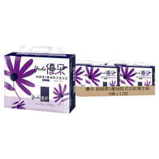 優朵 超細柔3層抽取式花紋衛生紙, 12包, 4袋