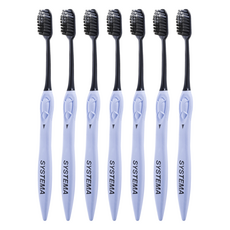 LION 獅王 Systema 細潔 極細軟毛牙刷 7倍高效去除臼齒牙菌斑 木炭刷毛清潔效果加倍 超薄刷頭, 7支, 1組