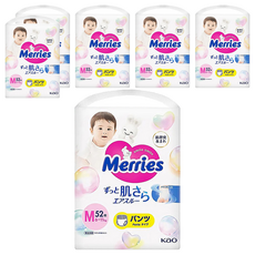 Merries 妙而舒 日本境內版 金緻柔點透氣褲型尿布 6~11kg, M, 312片