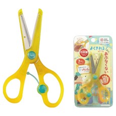 KUTSUWA 日本製 彈力安全剪刀 左手用 SS117L, 黃色, 1支