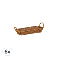 house recipe. PP藤編把手托盤, 棕色, 6個