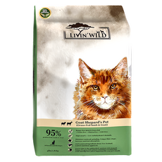 LIVIN'WILD 野宴 全齡貓 無穀配方 乾飼料 紐西蘭全新天然糧 薄片外型, 1810g, 1袋, 草飼羊 + 野牧山羊