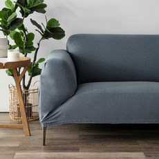 HOLA 和樂家居 耐磨耐抓防汙針織沙發套三人, 藍染藍, 1個