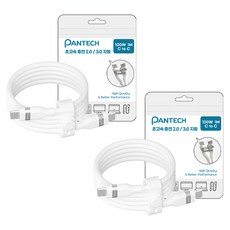 PANTECH Type-C to Type-C 超高速充電矽膠線 100W, 2個, 白色, 1m
