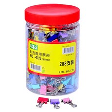 Life 徠福 彩色兩用票夾 10色 NO.415 15mm 288支 1個, 1罐