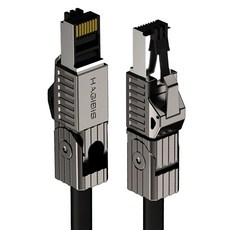 HAGiBiS 海備思 鋁合金變型金剛八類萬兆網線CAT8 2m 黑色 網路線, 1條