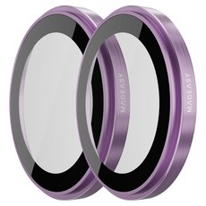MAGEASY Lenz iPhone 鏡頭保護貼 iPhone 16 / iPhone 16 Plus 9M人造藍寶石 IP68防水防塵 AF抗指紋鍍膜 2個 粉紫色 5.2g 1盒