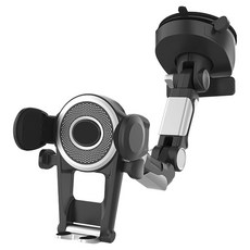小麥購物 車用吸盤式手機支架, 1個, 黑銀色
