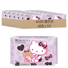 AKIRA 御衣坊 Hello Kitty涼感抑菌夜用衛生棉 護翼型, 34cm, 5片, 60包