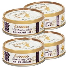 BEyONDPET 超越汪喵 全齡貓 鮮肉主食罐, 雞肉 + 鰹魚 + 蝦仁大餐, 80g, 4罐