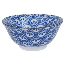 美濃燒 西洞窯 15 x 7cm, 海波紋 藍色 + 白色, 1個