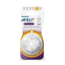 PHILIPS 飛利浦 AVENT 新安怡 親乳感防脹氣奶嘴 四號嘴 6個月以上 2個, 1組