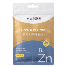MedBIO 美百優 酵母B群 + 專利鋅, 500mg, 30顆, 1包