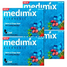 medimix 台灣公司貨 印度藍寶石沁涼美肌皂 岩蘭草 + 葡萄籽, 125g, 4個