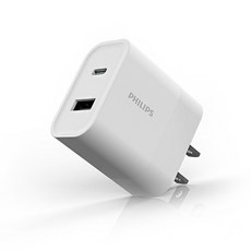 PHILIPS 飛利浦 30W 雙埠 USB-C 充電頭 充電器 PD快充 QC 3.0 白色 1個