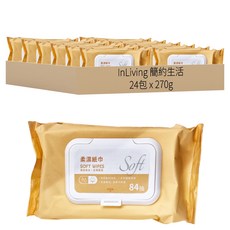 InLiving 簡約生活 純水柔濕巾 掀蓋型, 1入, 24包