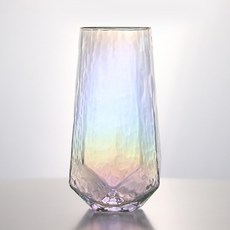COZY TABLE 神秘極光稜鏡全息玻璃杯 金邊Highball杯 450ml, 透明, 2個