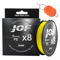 JOF SUPER PE 8股編織釣魚線 300m + Silver Cast 線擋組合, 黃色(釣魚線), 隨機出貨(線擋), 1套