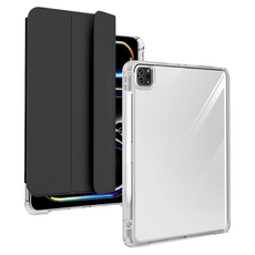 J.ROAD Shine 透明 Apple Pencil 存儲滑軌可拆卸保護套 iPad Air 11 2024 M2, 黑色, 1個