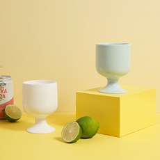 BOWLBOWL 素色高腳杯 400ml, 白色+藍色, 2個