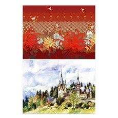 Roem Design 矽膠餐墊 紅色菊花 + 風景, 混合顏色, 385 x 285 mm, 2個