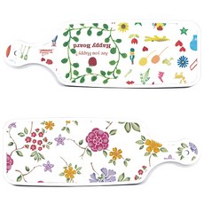 Roem Design 上菜砧板 2入 浪漫紅 floral 白色套組, 浪漫紅floral白色, 快樂, 1套