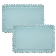 ade.l 矽膠蕾絲花邊餐墊 2入, 薄荷, 428 x 282 x1.8mm