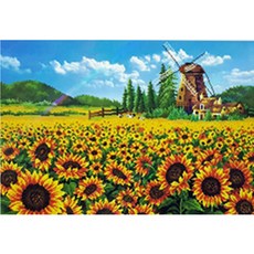 ZEZENEW 寶石十字繡DIY套組, 風車和向日葵(B1029), 1個
