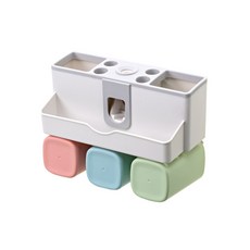MONACO OLIVE 免鑽孔 Onagi 全套系統牙膏擠壓器 3漱口杯, 混色, 1個
