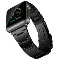 momoket Apple Watch 3/4/5 金屬纖薄錶帶 (相容42/44mm), 黑色, 1個