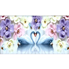 ZEZENEW 花與愛心天鵝 3D 鑽石畫製作套組, 混合顏色, 1套