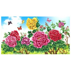 ZEZENEW 招財牡丹寶石十字繡 DIY 套組 B1220, 混合顏色, 1套