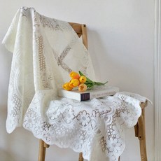 CAPMARKET 北歐風居家咖啡廳蕾絲桌布, 白色, 60 x 60cm