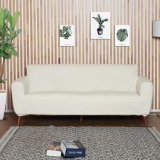 LIVING MORE 防滑蜘蛛高密合三人座沙發套, 奶油白, 1個